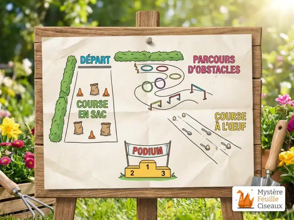 Schéma d'organisation du jardin pour les épreuves olympiques