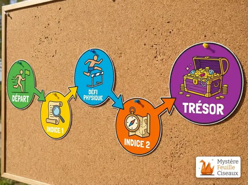 Schéma des étapes d'un jeu de piste réussi