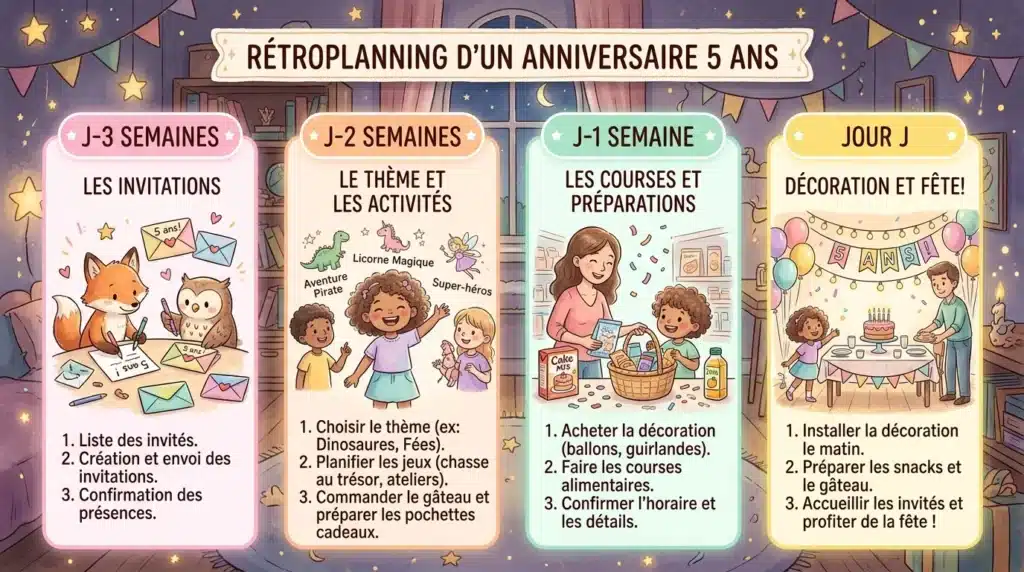 Infographie rétroplanning anniversaire 5 ans