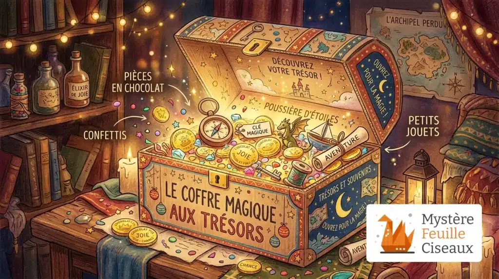 Un coffre au trésor rempli de récompenses et de bonbons pour anniversaire