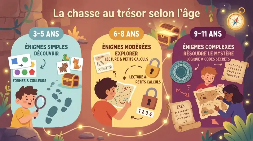 Infographie sur les tranches d'âge pour une chasse au trésor