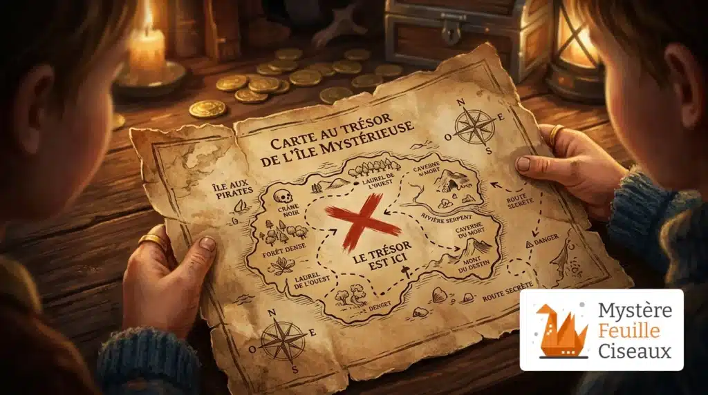 Ouverture d'une carte au trésor de pirate