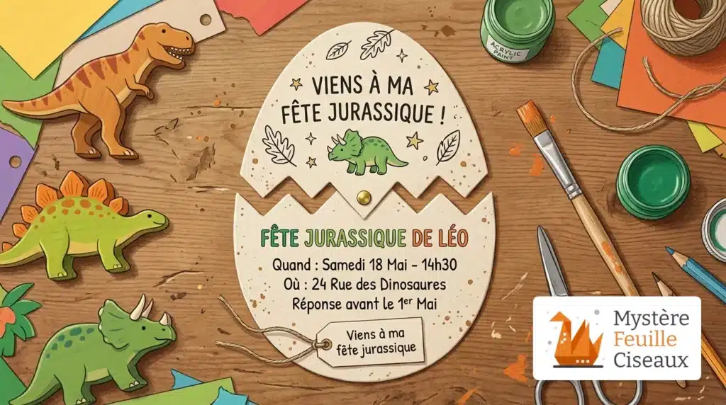 Tutoriel pour fabriquer une invitation en forme d'oeuf de dinosaure