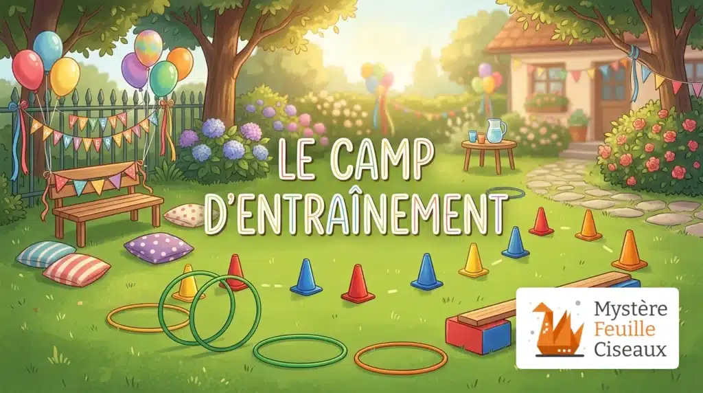 Parcours d'obstacles fait maison pour un anniversaire foot dans le jardin