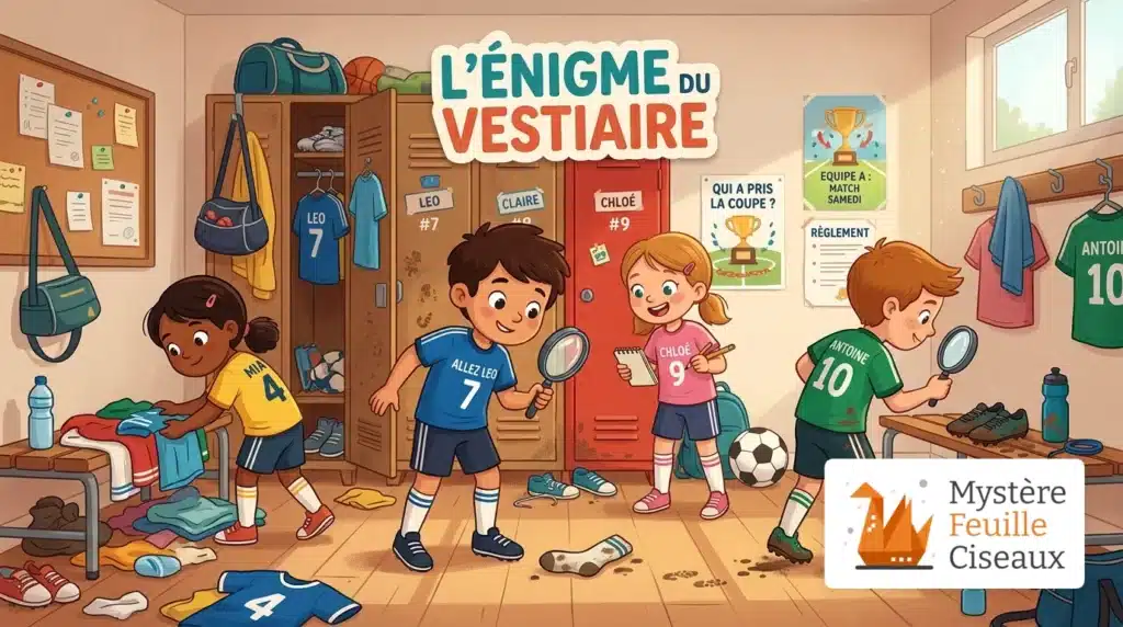 Enfants jouant à une chasse au trésor sur le thème du football