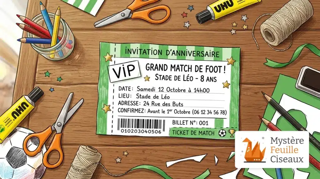 Création d'un carton d'invitation VIP pour un anniversaire foot fait maison